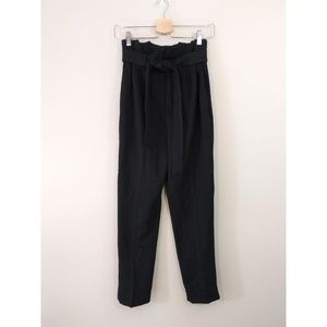 H&M size 2 black paper bag pants w/ belt & pockets